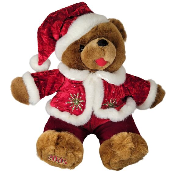 Christmas Bear Plush Set 14" Boy Girl Red Outfit Stuffed Animal Toy Dan Dee 2005 - Picture 12 of 16